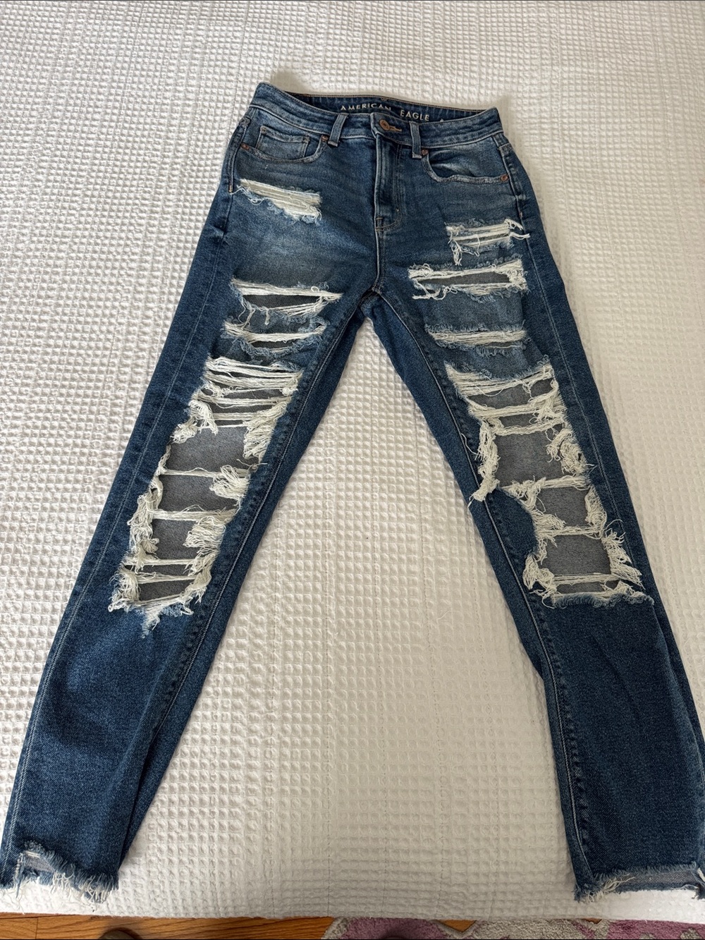 American Eagle Outfitters Deep Blue Ripped Skinny Jeans